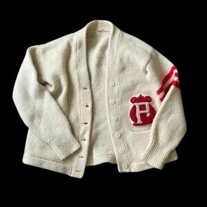 Pristine Vintage 1950's 100% Wool Letterman Cardigan in Size Medium